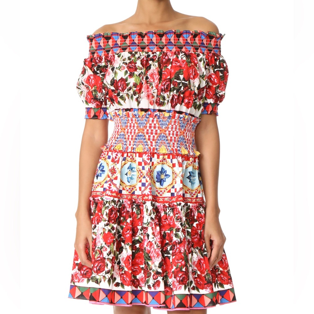 Stylekeepers Sicily Floral Smocked Off Shoulder Mini Dress Size S
